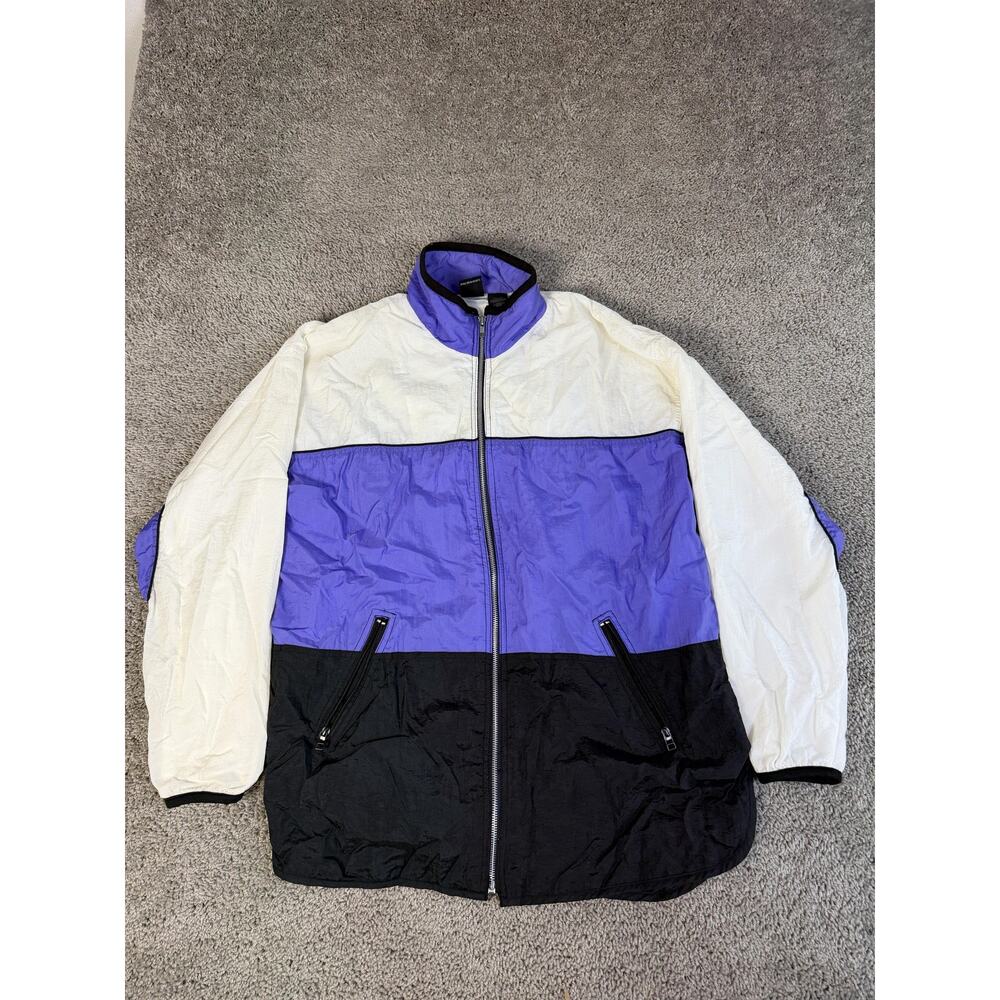 Vintage USA Olympic Jacket Mens LT White Purple Black Colorblock Windbreaker 90s